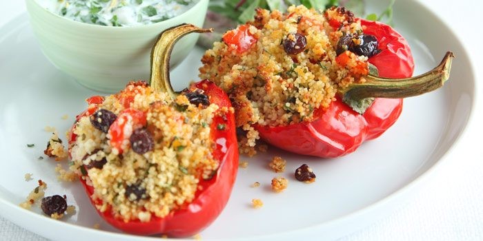 Gremolata couscous stuffed red peppers