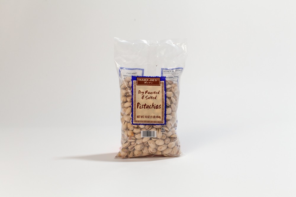 Assortment of Trader Joe's products on a store shelf, showcasing the variety of offerings.