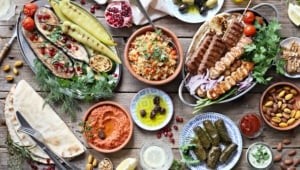 A vibrant display of Lebanese food showcasing the rich culinary traditions of the region