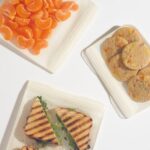 Silicone food containers filled with salad