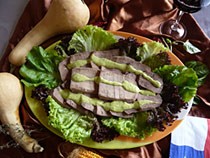 Lengua de Vaca served with avocado