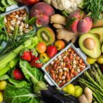 A vibrant assortment of nourishing foods, showcasing a variety of fruits, vegetables, proteins, and whole grains, symbolizing the importance of a balanced diet for recovery after a C-section