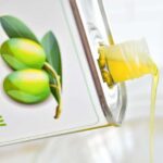 Close-up of Lebanese extra virgin olive oil being poured