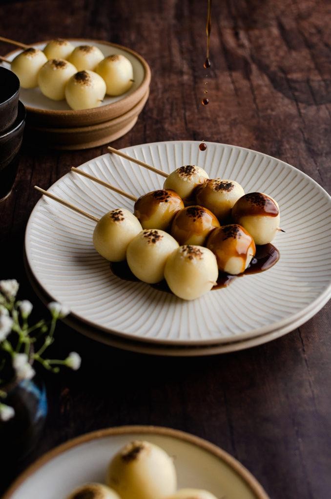 Mitarashi Dango Skewers with Sweet Soy Glaze
