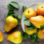 Pears in a ceramic bowl