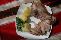 Pernil served with potatoes