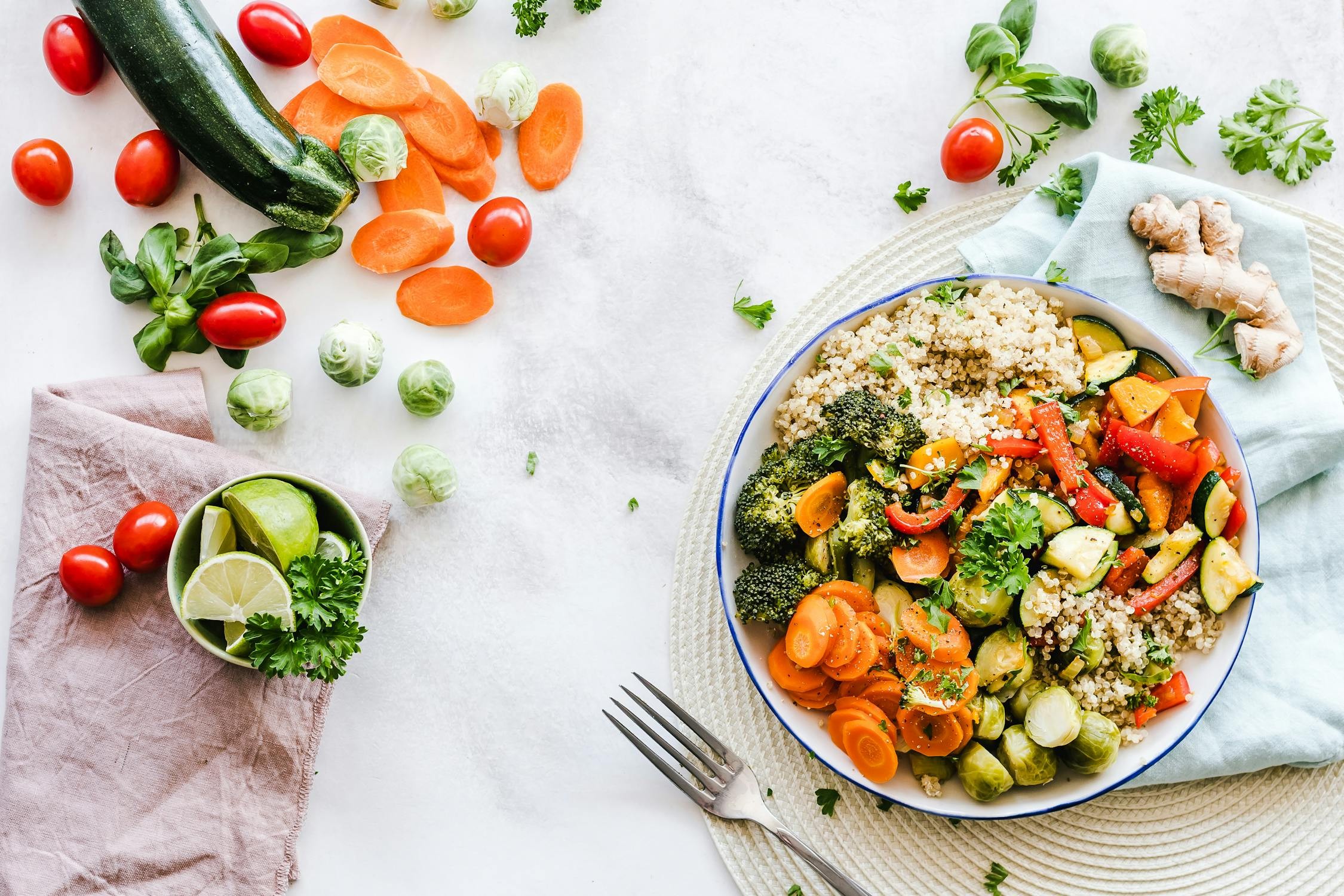 Colorful vegetables for a healthy plate