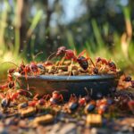 ants eating dog food, highlighting the need for pest control