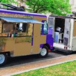 Food trucks parked at festival