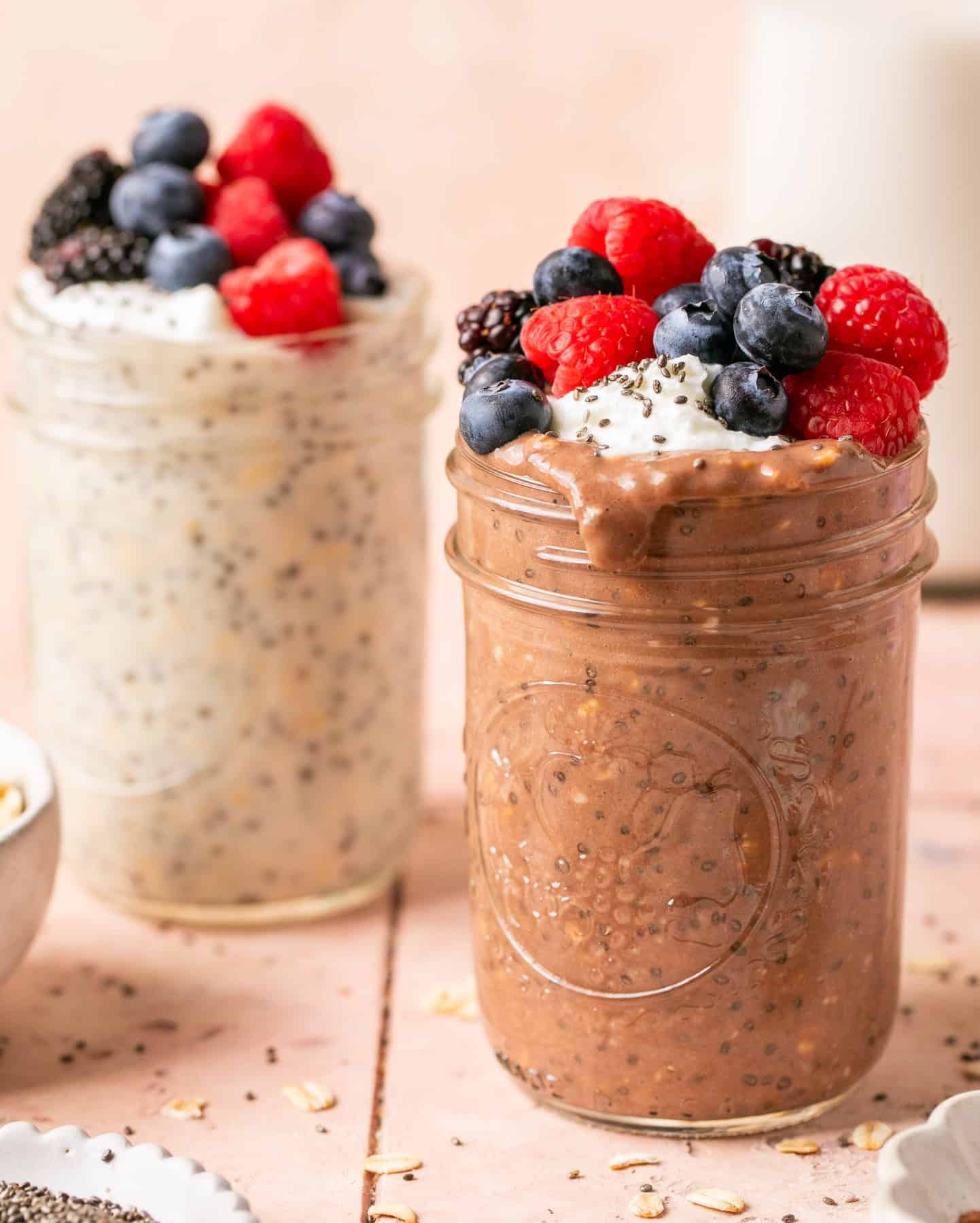 Greek yogurt with berries and almonds in a bowl