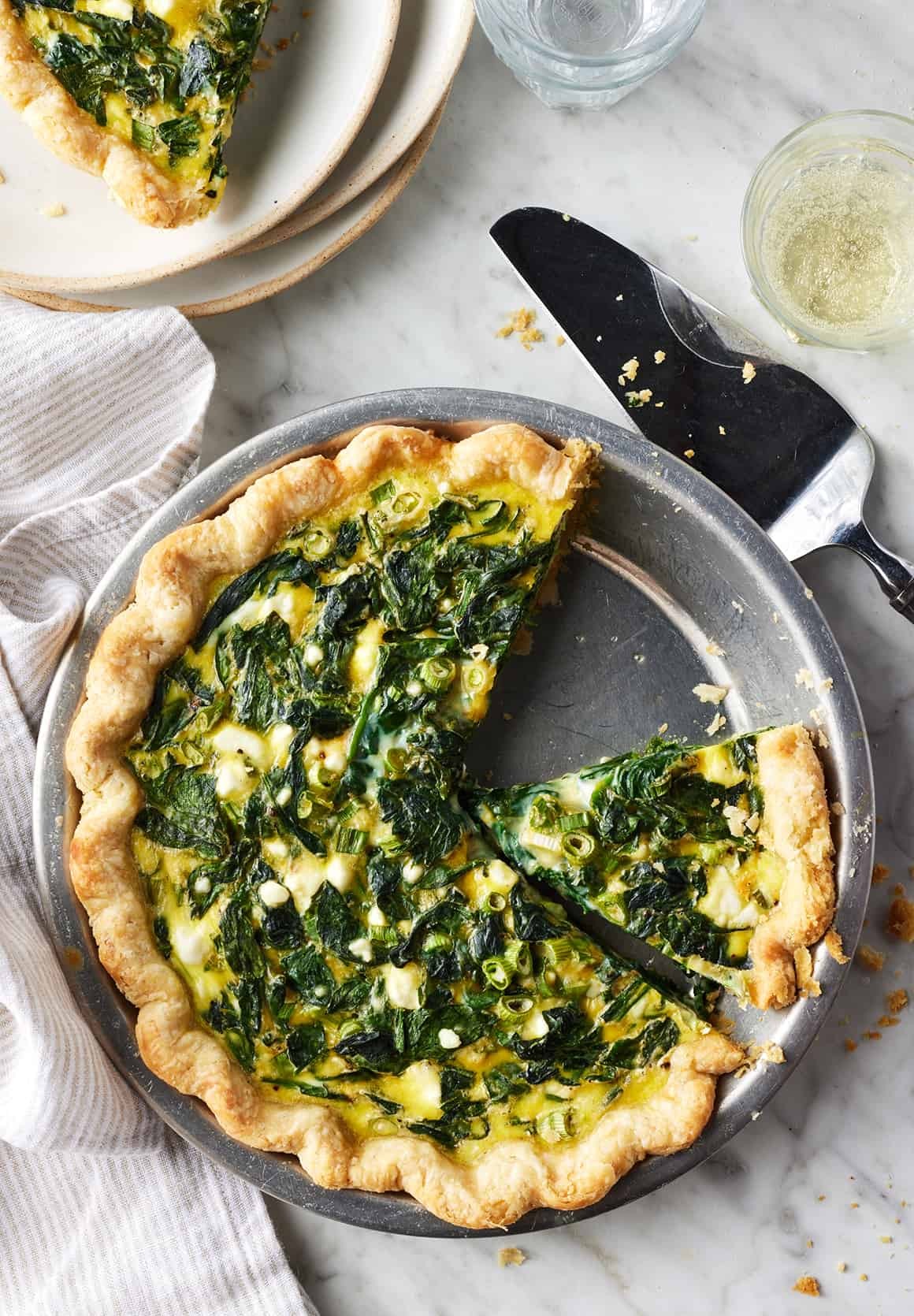 Spinach quiche with a flaky crust