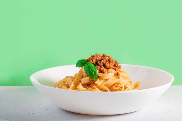 Ragu alla Bolognese served over tagliatelle pasta