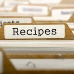 Recipes concept. word on folder register of card index. selective focus.