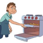 Food worker carefully monitors the reheating process of food