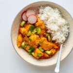 Chicken Coconut Curry with rice in a bowl