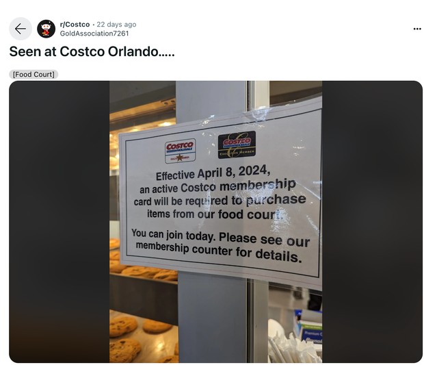 Costco members enjoying food court