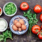 Fresh ingredients for making shakshuka