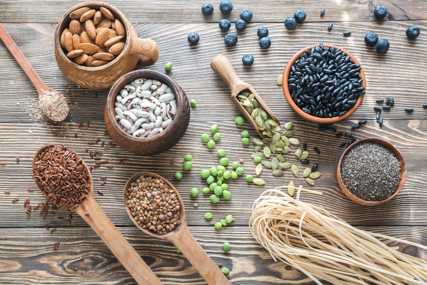 Close-up of various fruits and vegetables, showcasing the natural sources of cellulose