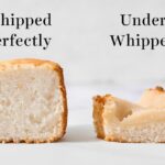 Perfectly whipped batter for angel food cake with stiff, glossy peaks