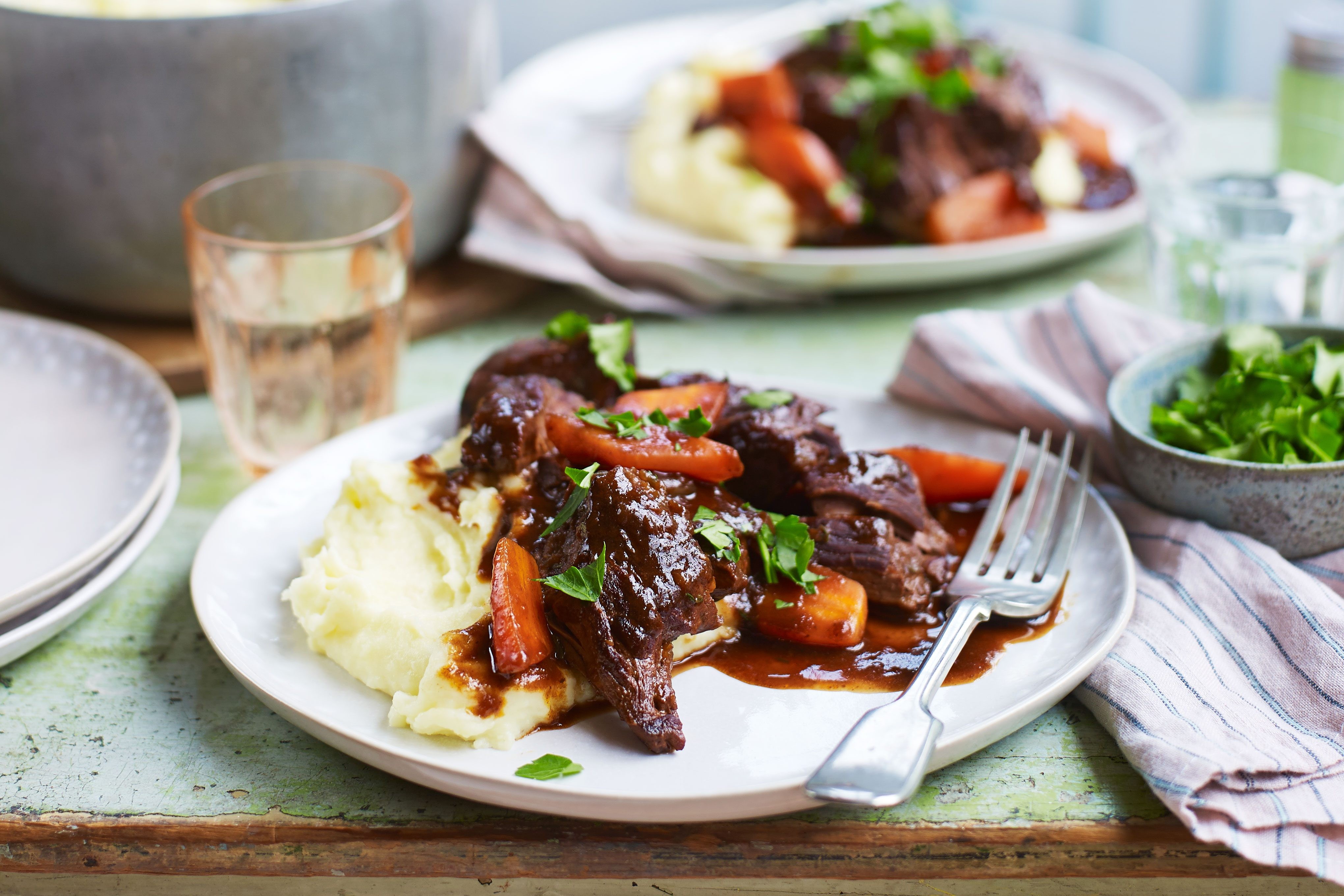 Beef stew with mashed potatoes
