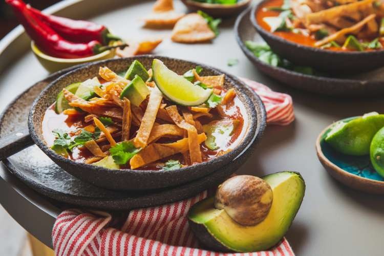 Bowl of spicy Sopa Azteca