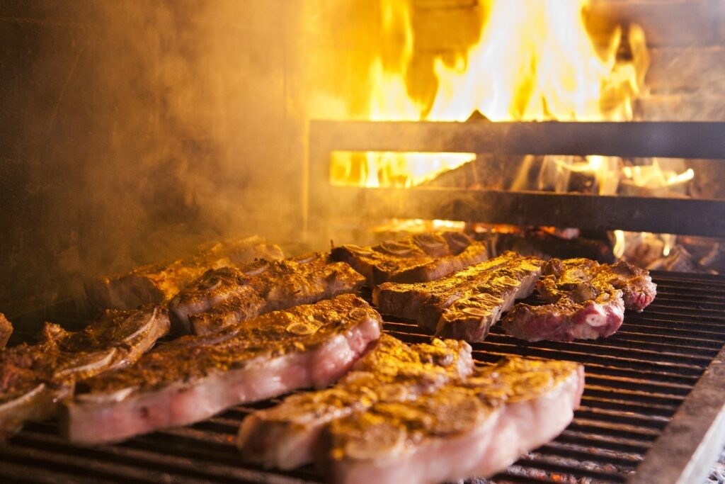 Meat grilling on a BBQ