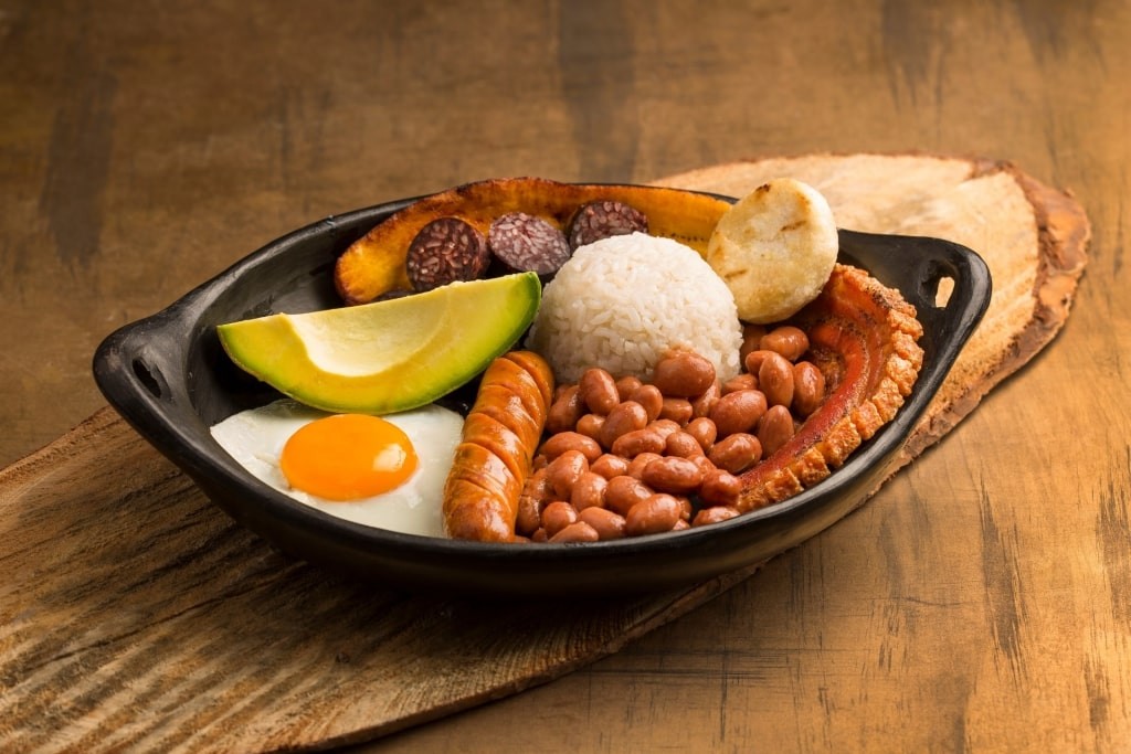 Full plate of Bandeja Paisa