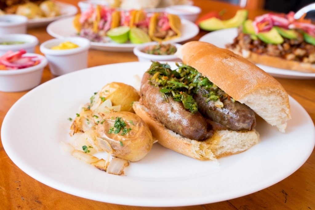 Choripan served on a plate