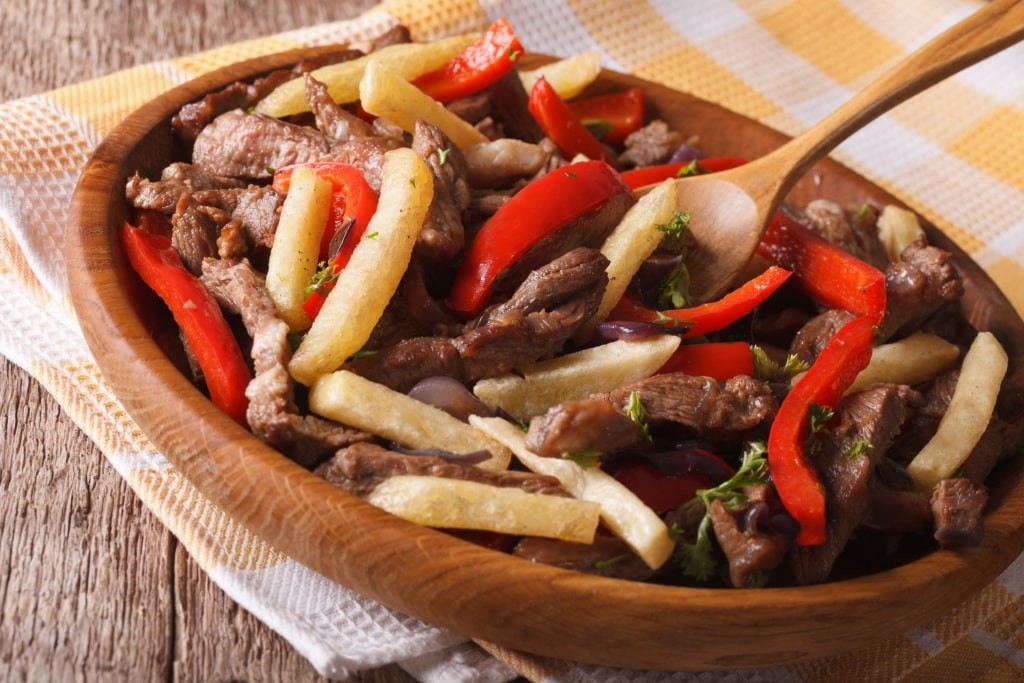 Bowl of Lomo Saltado stir-fry