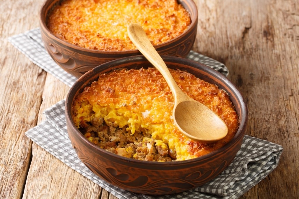 Pastel de Choclo in a bowl