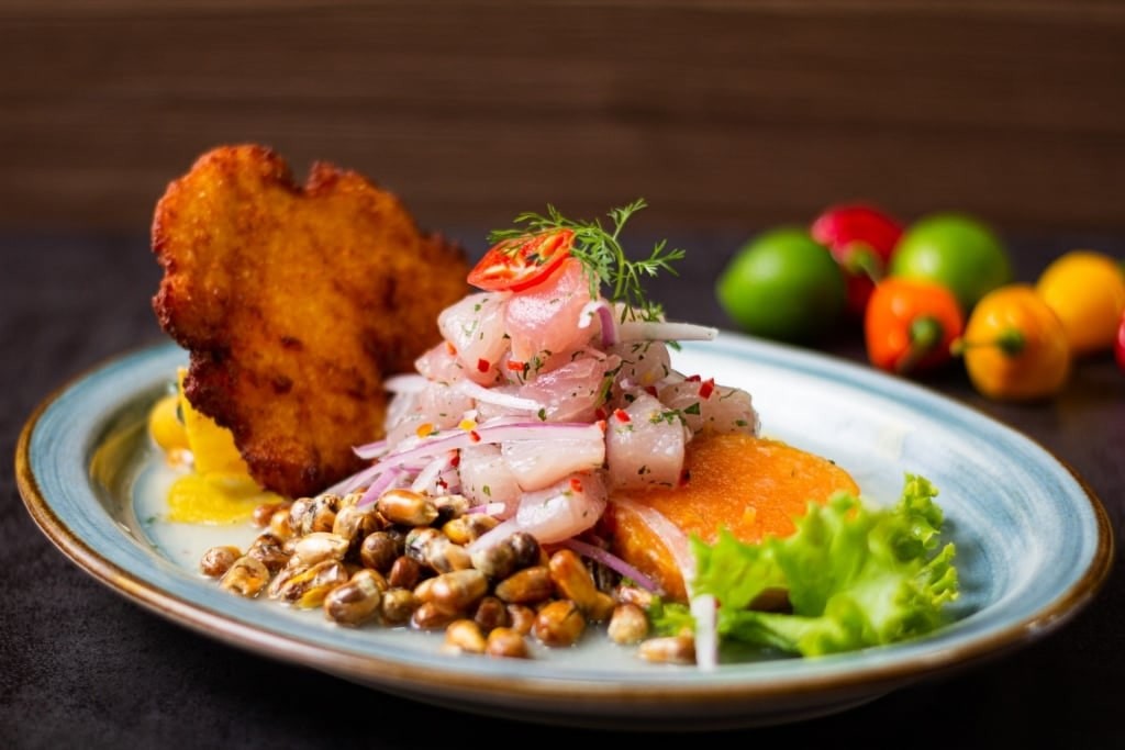 Plate of Peruvian ceviche