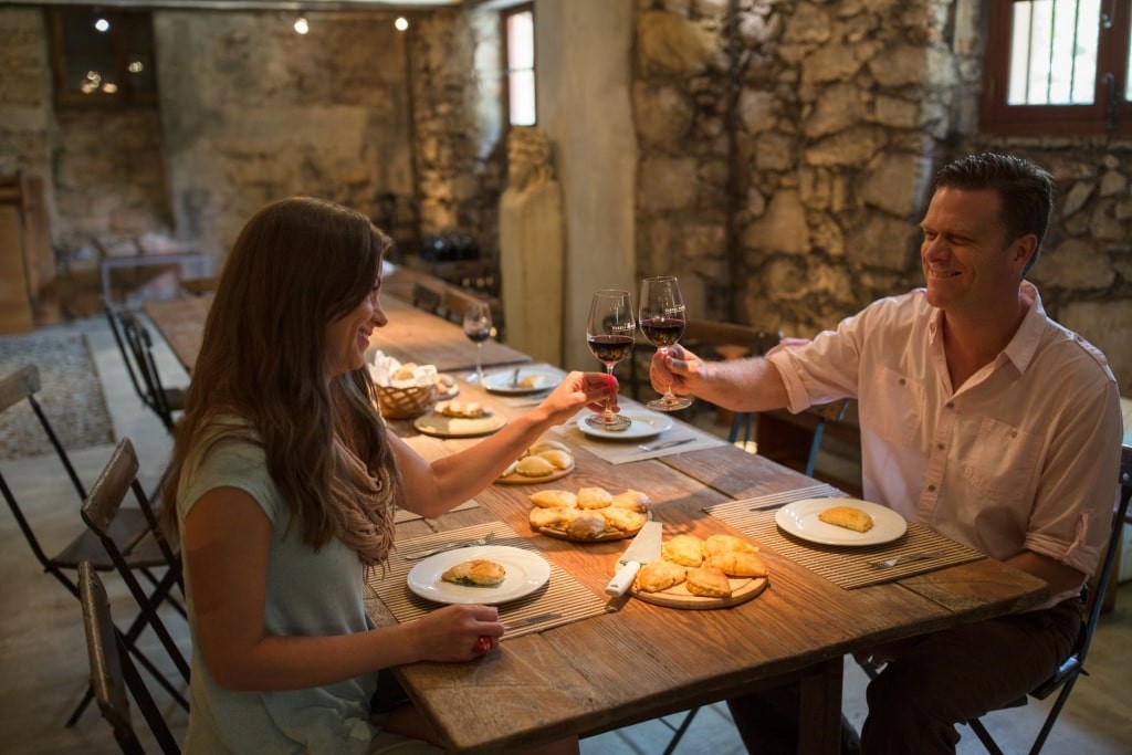 Couple enjoying wine tasting in Uruguay