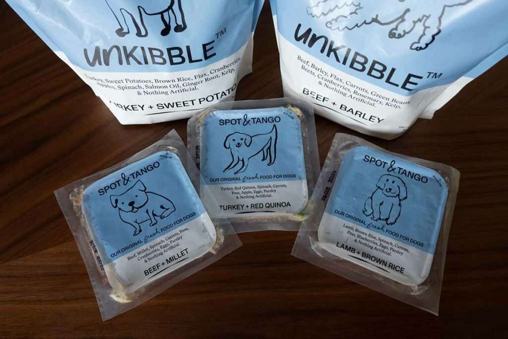 Spot and Tango’s fresh food range next to UnKibble (Photo: Life With Klee Kai)