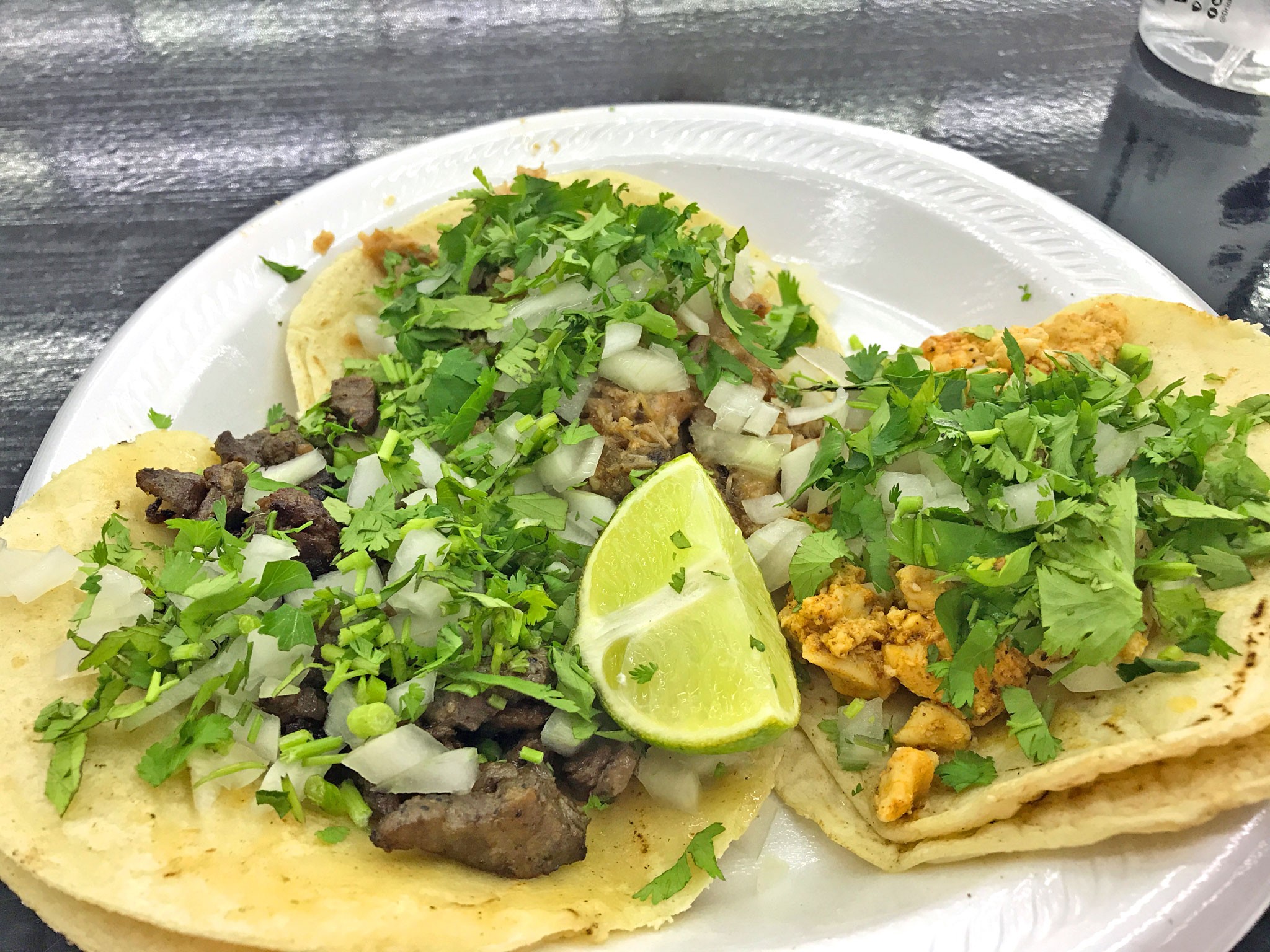 Steak, Pork, and Chicken Tacos at Chile Verde