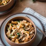 Mushroom stroganoff in a bowl