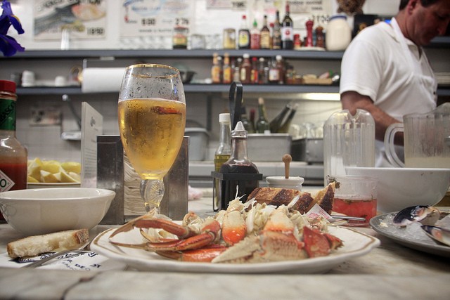 Cracked Dungeness Crab served with lemon