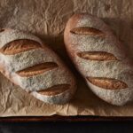 Freshly baked bread made with yeast.