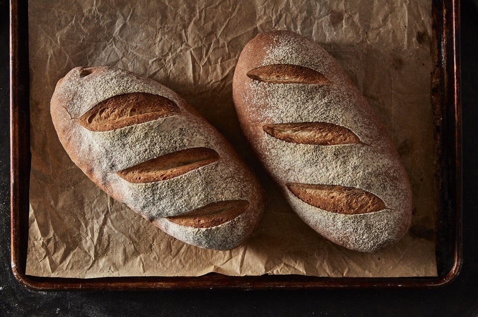 Freshly baked bread made with yeast.