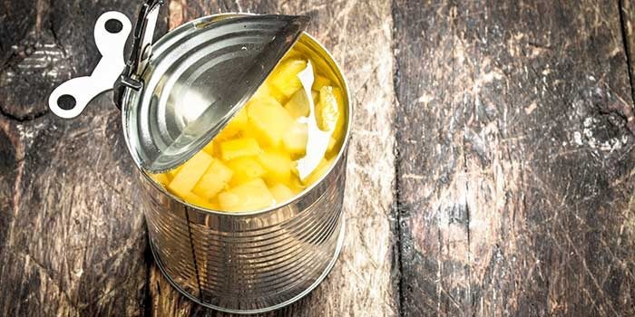 Pineapple cut in half