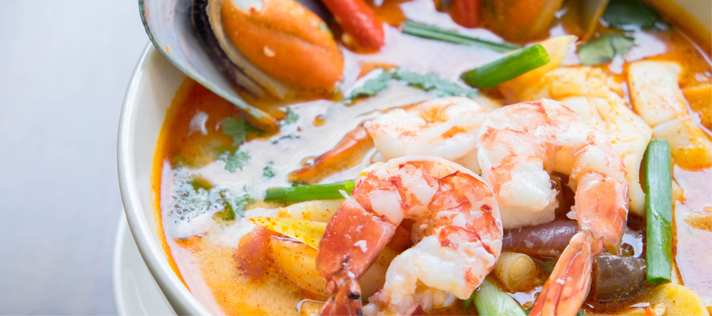 Tom Yum is a delicious Thai soup that is known for its sour and spicy flavour.