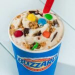 Peanut Butter Monster Cookie Blizzard with M&M’S and peanut butter cookie pieces.