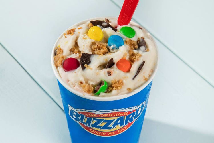 Peanut Butter Monster Cookie Blizzard with M&M’S and peanut butter cookie pieces.