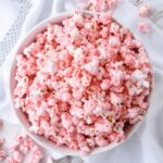 Overhead shot of pink popcorn