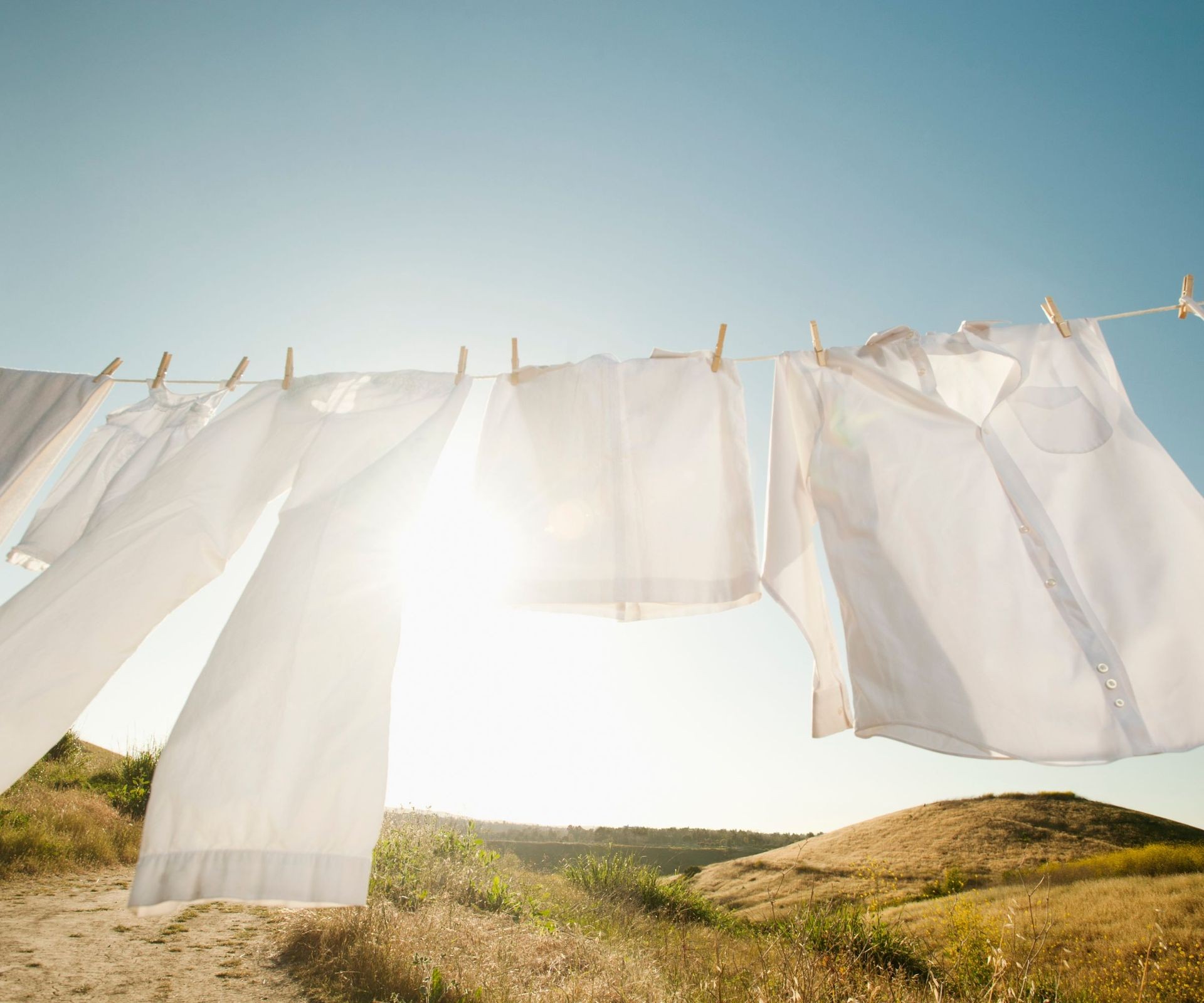 Clothes hanging outside to air out